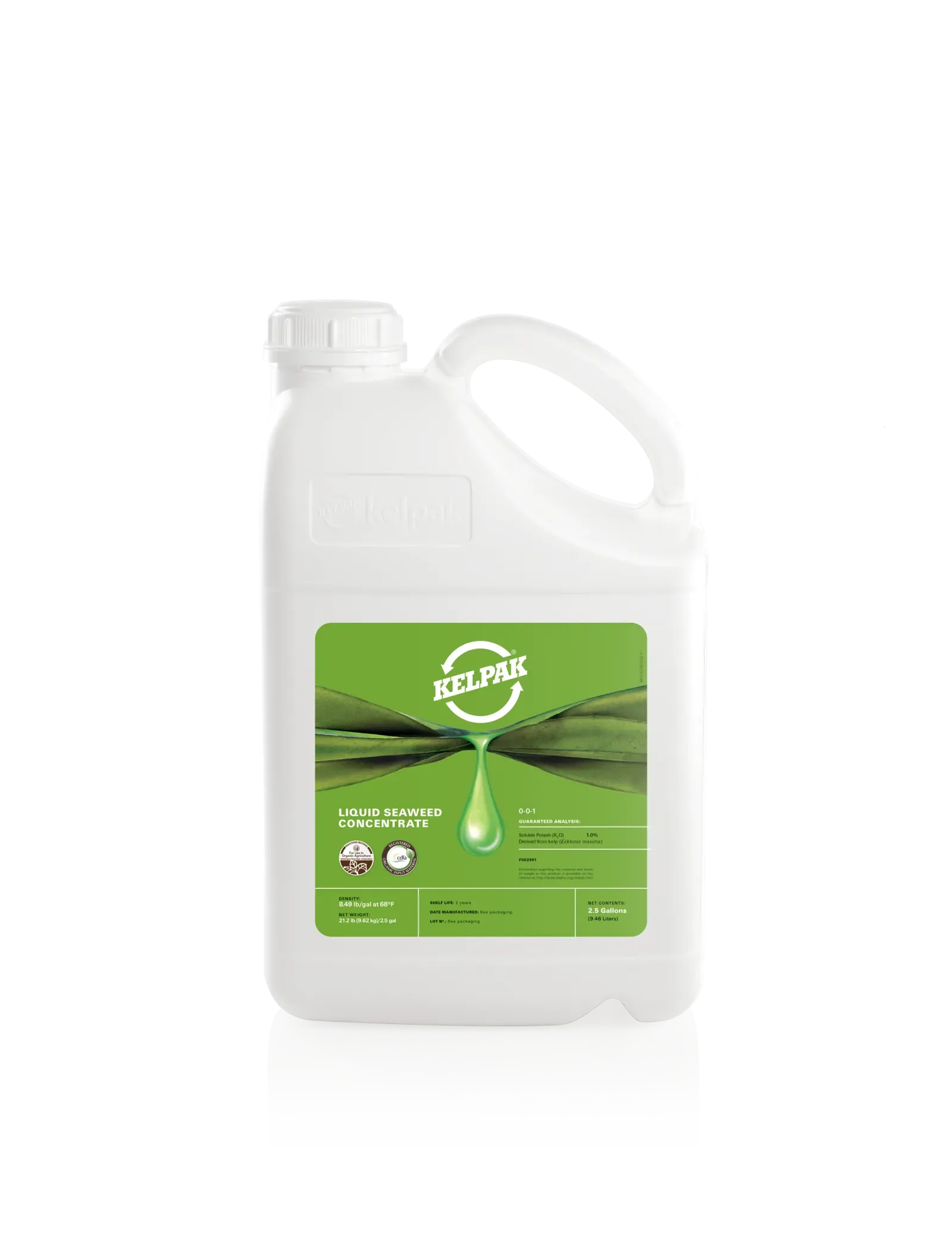 Botella de concentrado líquido de algas Kelpak USA