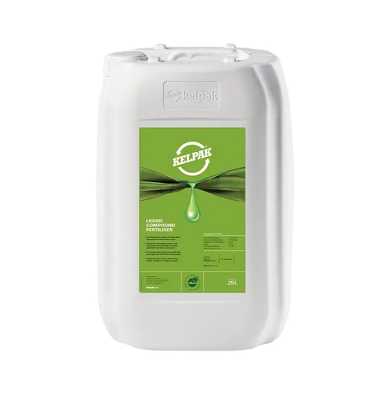 Fertilizante líquido Kelpak, envase de 25 litros