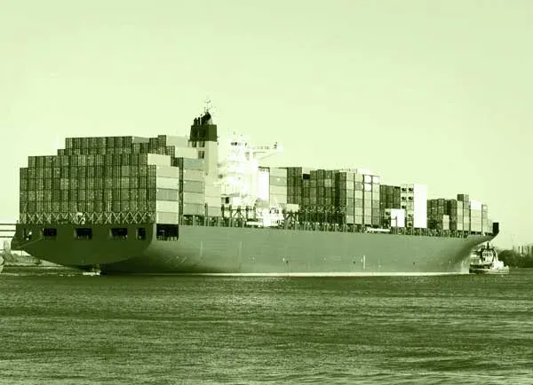 Container ship at sea