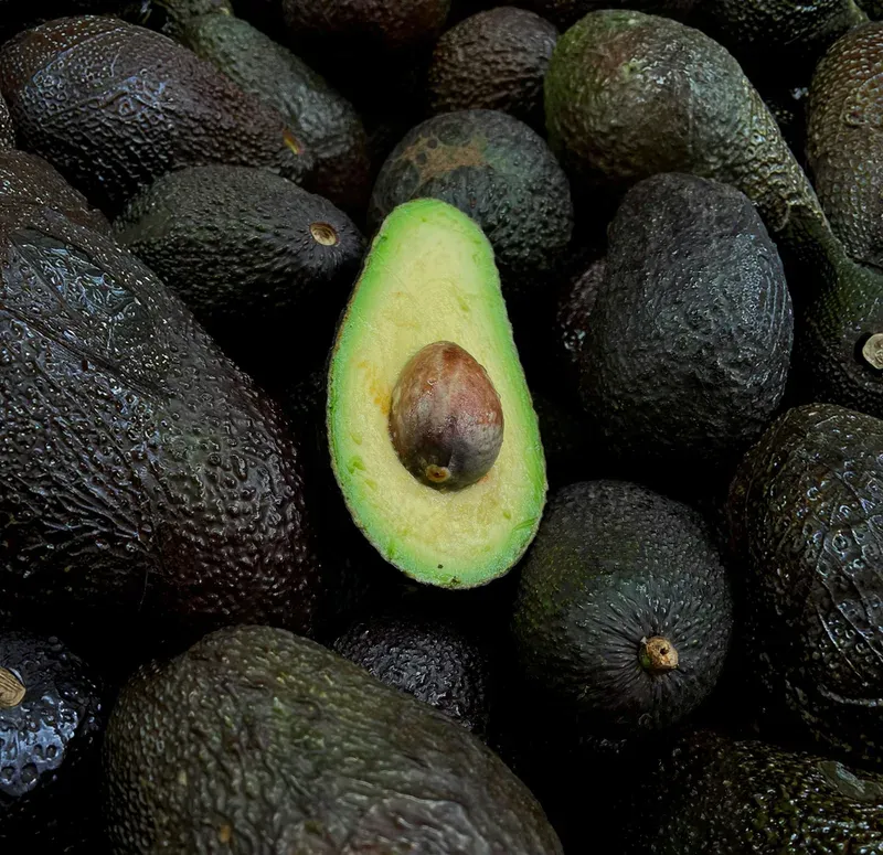 Aguacates con un fruto cortado