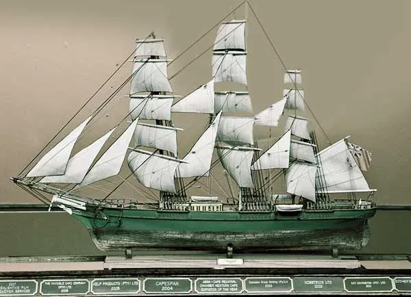 Model sailing ship trophy